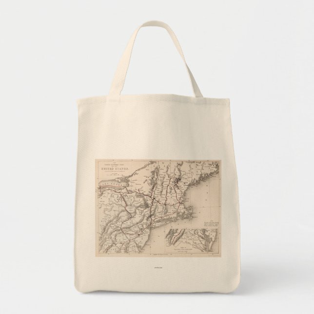 Tote Bag Carte : Les Etats-Unis du nord-est (Devant)