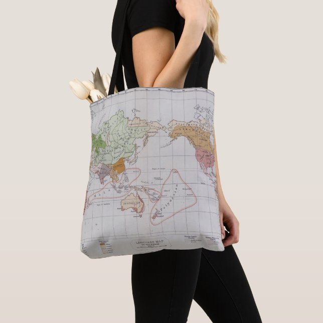 Tote Bag Carte montrant les langues du monde (De près)