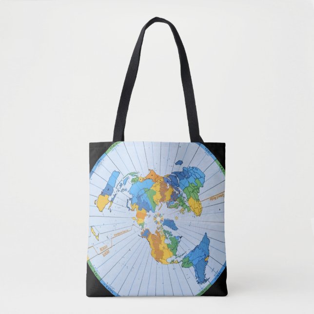 Tote Bag Carte plate de la terre - projection équidistante (Devant)