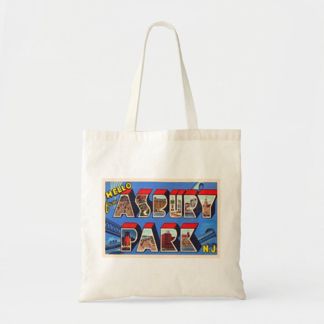 Tote Bag Carte postale grande lettre NJ Asbury Park New Jer (Devant)