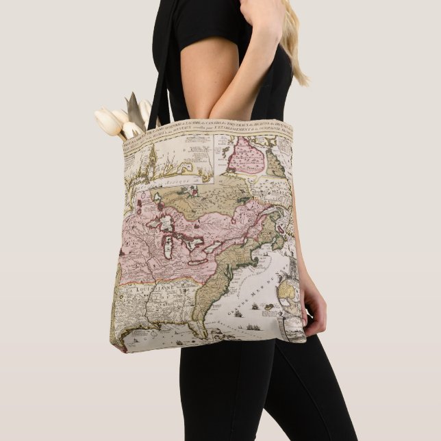 Tote Bag Carte Québec Nouvelle-France Amérique par Français (De près)