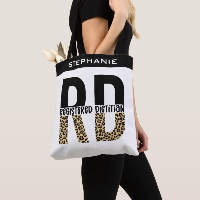 Tote Bag Carte RD enregistré diététiste Cheetah Imprimer (De près)