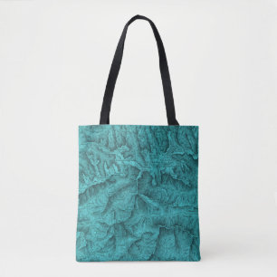 Tote Bag Carte topographique des montagnes Bleu