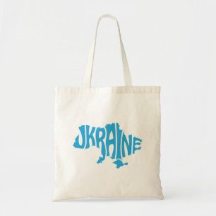 Tote Bag Carte ukrainienne avec inscription bleue Ukraine
