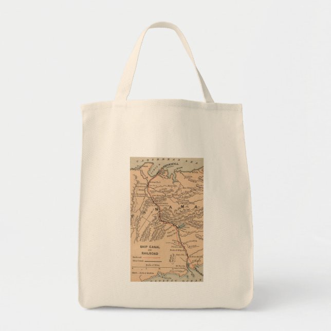 Tote Bag Carte vintage du canal de Panama (1885) (Devant)