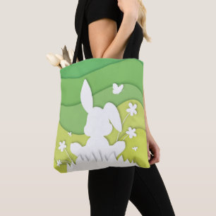 Tote Bag Cartoon 3d lapin nature, vacances de printemps