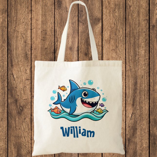 Tote Bag Cartoon bleu requin (Créateur téléchargé)
