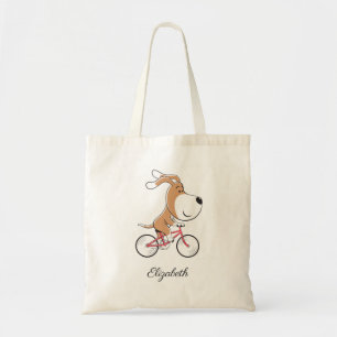Tote Bag Cartoon Funny mignon Chien Chien Chiot Vélos Vélo