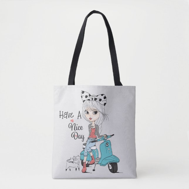 Tote Bag Cartoon Girl Nice Day Tote (Devant)