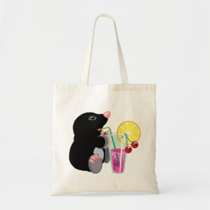 Tote Bag cartoon mole drinking cocktail