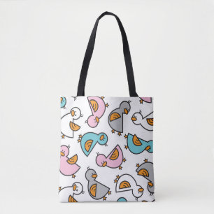 Tote Bag Cartoon Pastel Cute Baby Ducks Canards Colliers Wh