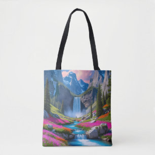 Tote Bag Cascade époustouflante et paysage de montagne