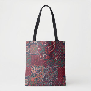 Tote Bag cashmere paisley silk fabric patchwork abstract vi
