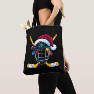 Tote Bag Casque de hockey de Noël Chapeau de Père Noël Bâto
