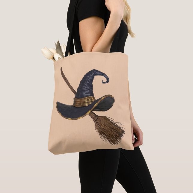 Tote Bag Casquette de sorcière et Broomstick (De près)