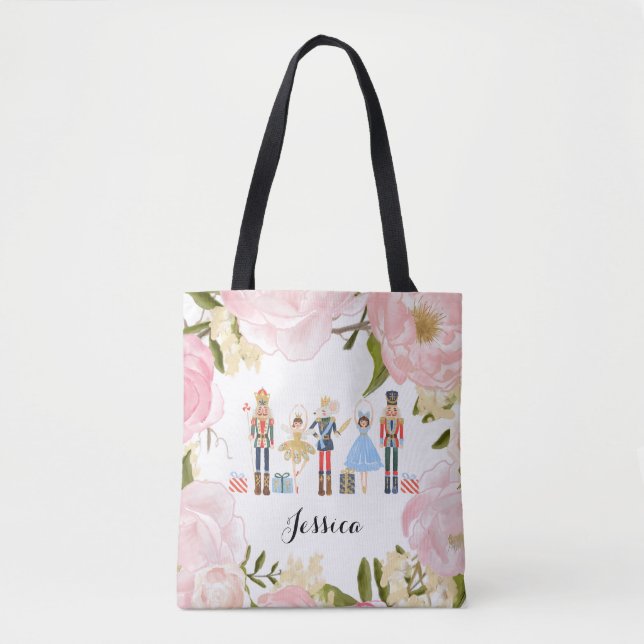 Tote Bag Casse-noisette florale d'aquarelle (Devant)