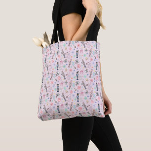 Tote Bag Casse-noisette rose, pain d'épices et neigeurs