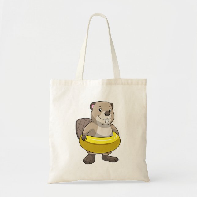 Tote Bag Castor à la natation avec anneau de natation (Devant)