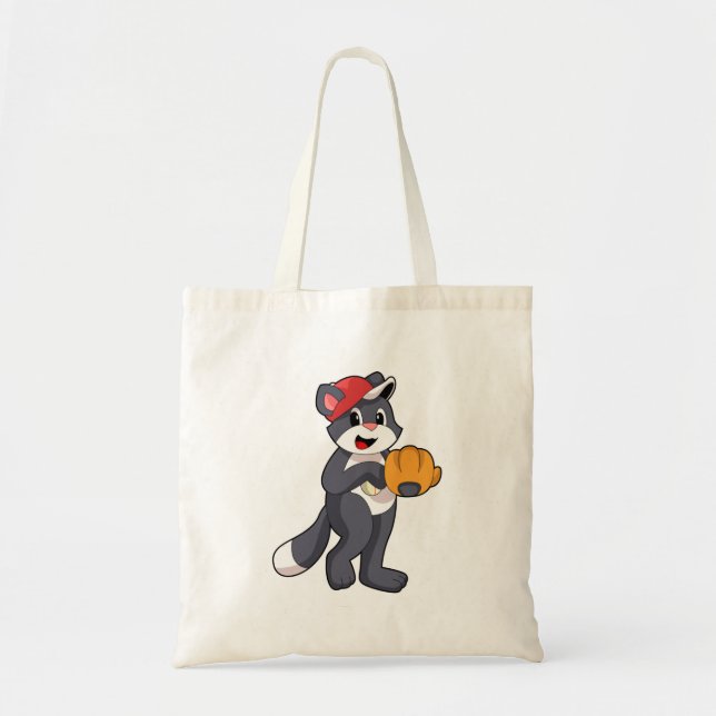 Tote Bag Cat à base-ball avec ballon de baseball (Devant)