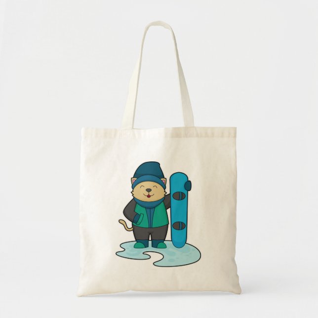 Tote Bag Cat as Snowboarder (Devant)