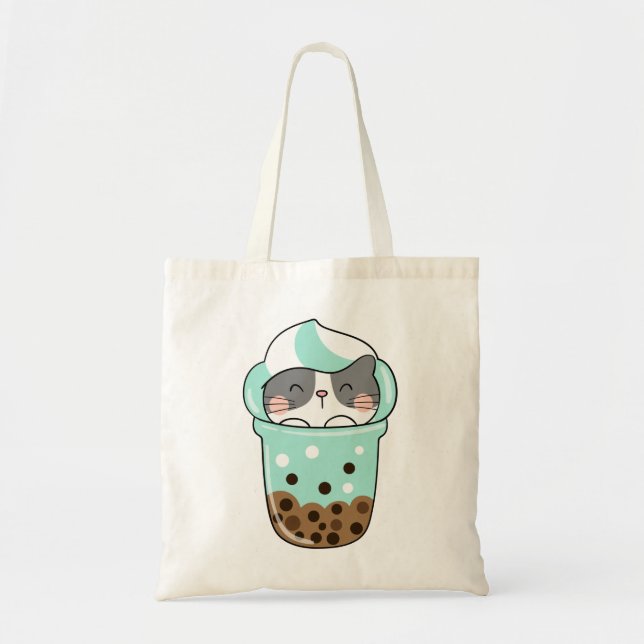 Tote Bag Cat Bubble Tea (Devant)