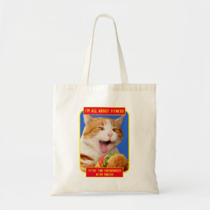 Tote Bag Cat Eating Cheeseburger