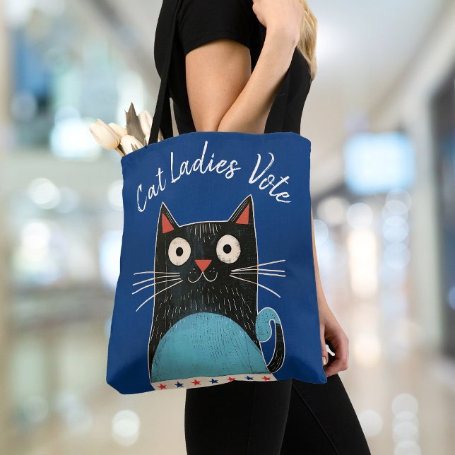 Tote Bag Cat Ladies Vote Script Russe Feminist Cute Bold (Créateur téléchargé)