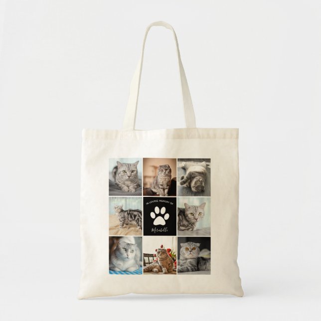 Tote Bag Cat Memorial Photo Collage Empreinte de patte pers (Devant)
