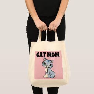 TOTE BAG CAT MOM PINK FOURRE-TOUT HANDBAG PURÉE