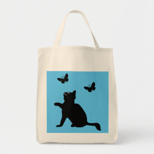 Tote Bag Cat n Papillons réutilisables Épicerie Fourre-to