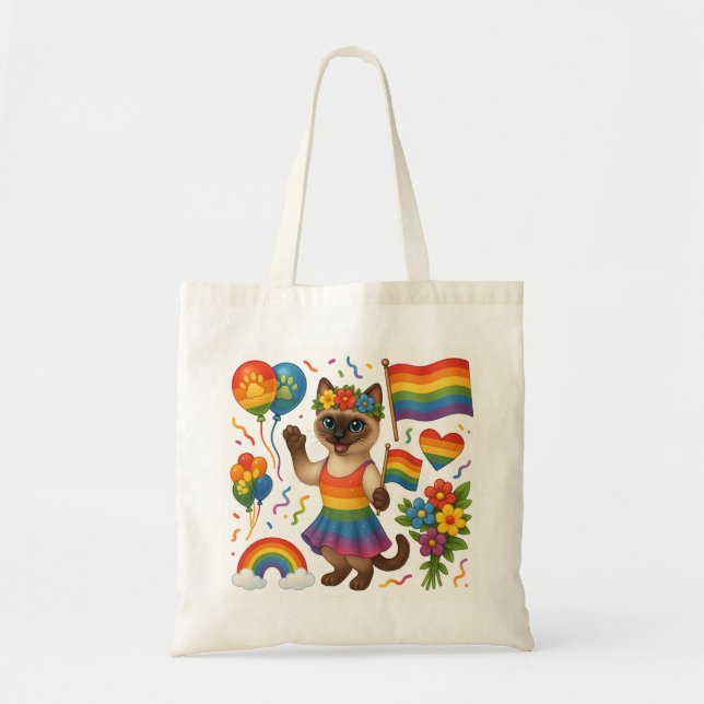 Tote Bag Cat Pride Paws Pride d'inspiration chat LGBTQ (Devant)