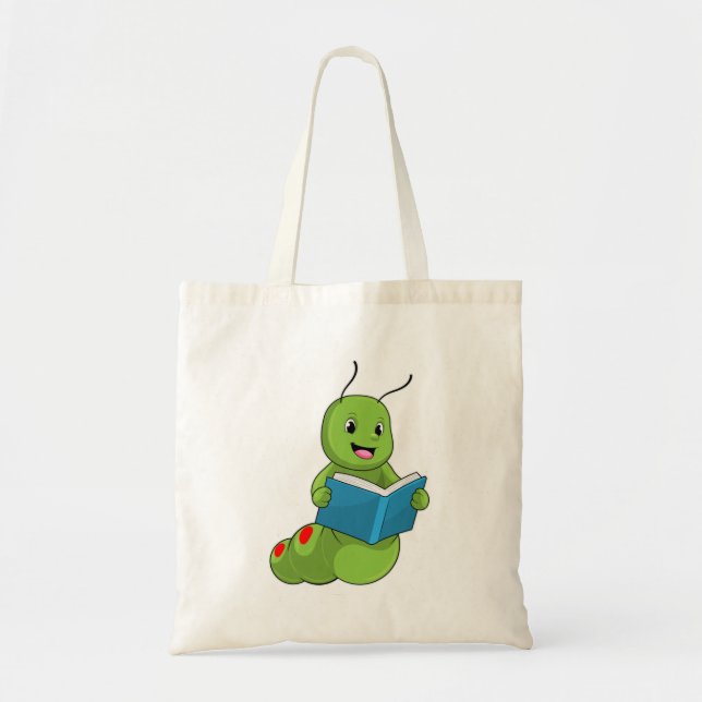 Tote Bag Caterpillar à lire avec livre (Devant)