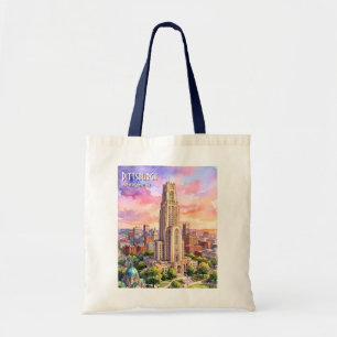 Tote Bag Cathédrale d'apprentissage de Pittsburgh aquarelle