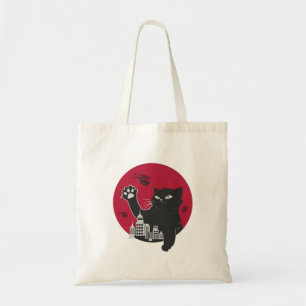 Tote Bag Catzilla - Parodie de chat noir géant avec la vill