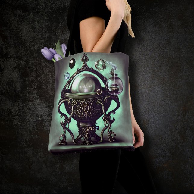 Tote Bag Cauldron orné avec boule de cristal vert et orbes (Créateur téléchargé)