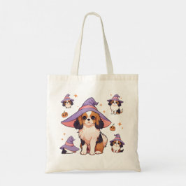 Tote Bag Cavalier King Charles pastel sorcière casquette ha