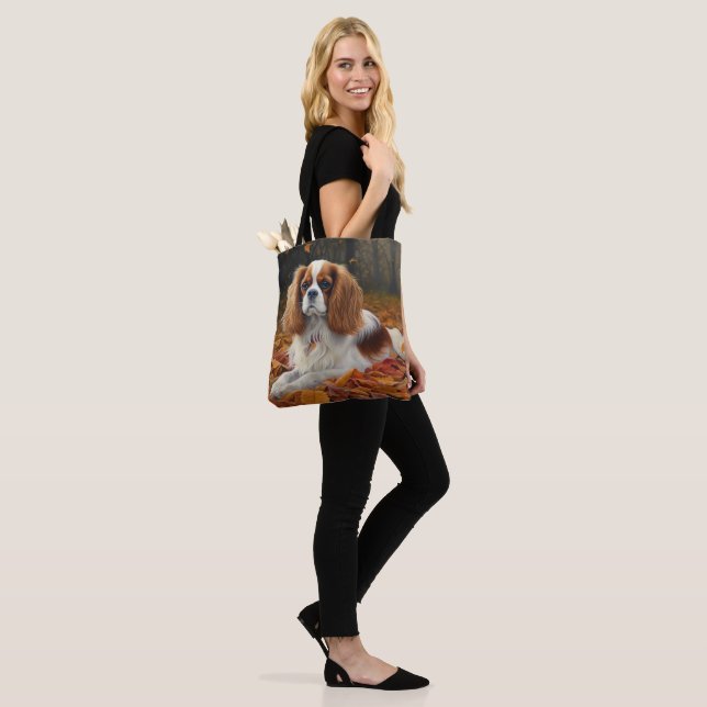 Tote Bag Cavalier King en automne Feuilles automne Inspirat (Sur le modèle)