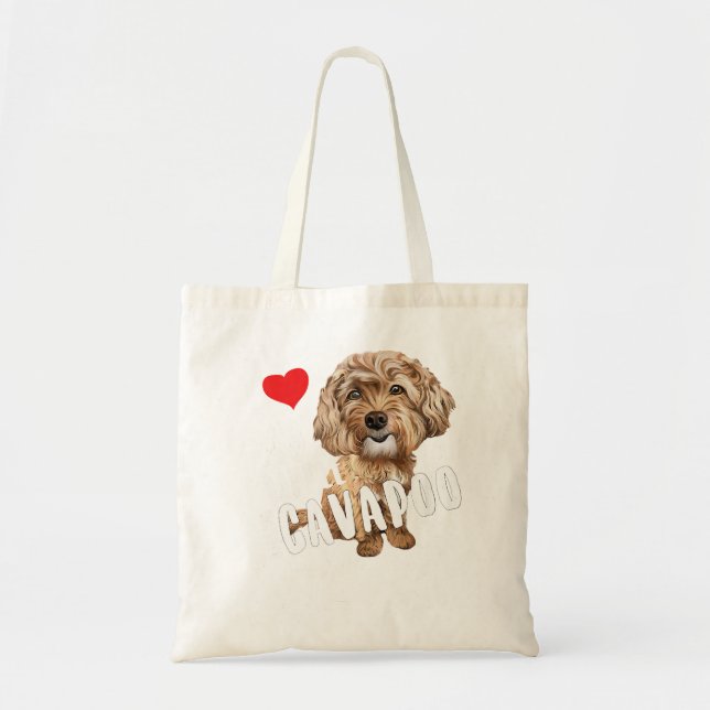 Tote Bag Cavapoo Maman Design Pour Amoureux de les chiens D (Devant)