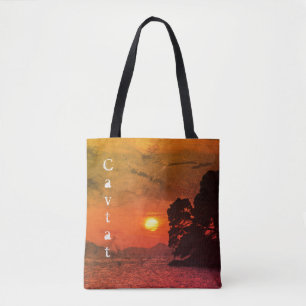 Tote Bag Cavtat, Croatie vue sur Sunset 1974 Filtre café