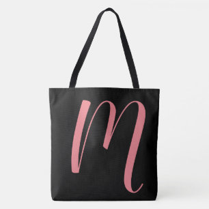 Tote Bag Ccustom M Script Monogramme Blacktote