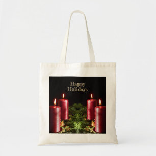 Tote Bag Célébration de Noël Bougies Rouges Vacances d'Hive