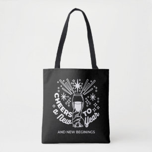 Tote Bag Célébrer les nouveaux débuts Vin Verre Illustratio