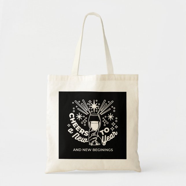 Tote Bag Célébrer les nouveaux débuts Vin Verre Illustratio (Devant)