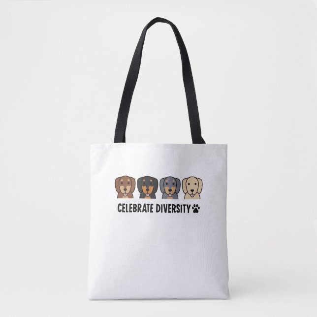 Tote Bag Célébrez la diversité Dachshund Chien. Conception  (Devant)