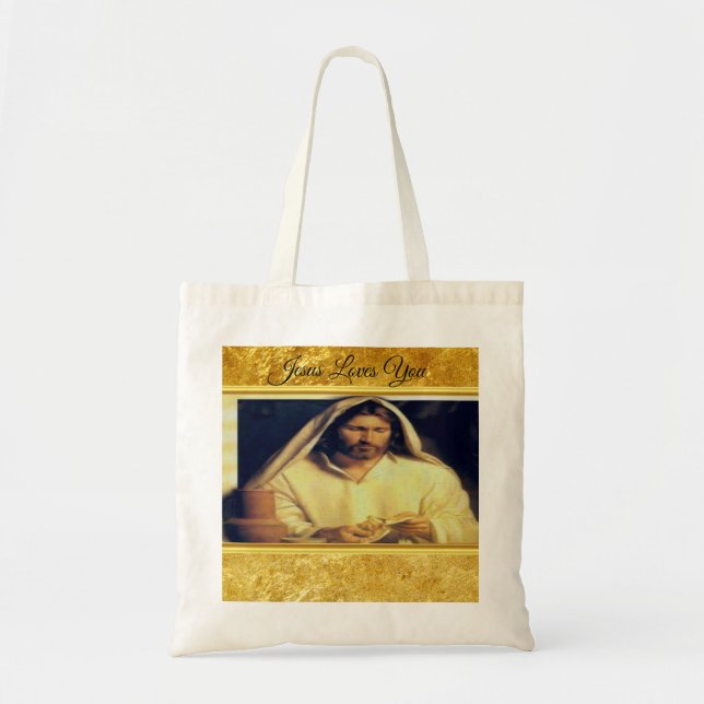 Tote Bag Cène Divine : Casser Le Pain Avec Jésus (Devant)