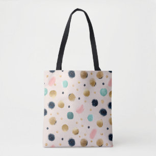 Tote Bag Cercle Abstrait Gold & Colorful Brushstroke