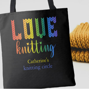 Tote Bag Cercle de tricot coloré et mignon Love Knitting