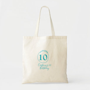 Tote Bag Cercle turquoise. Parties scintillant ronde 10e an