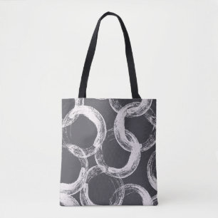 Tote Bag Cercles Arrière - plan noir géométrique sans joint