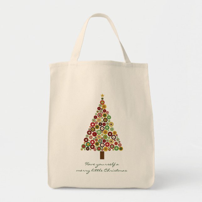 Tote Bag Cercles concentrés Arbre de Noël Fourre-tout (Devant)